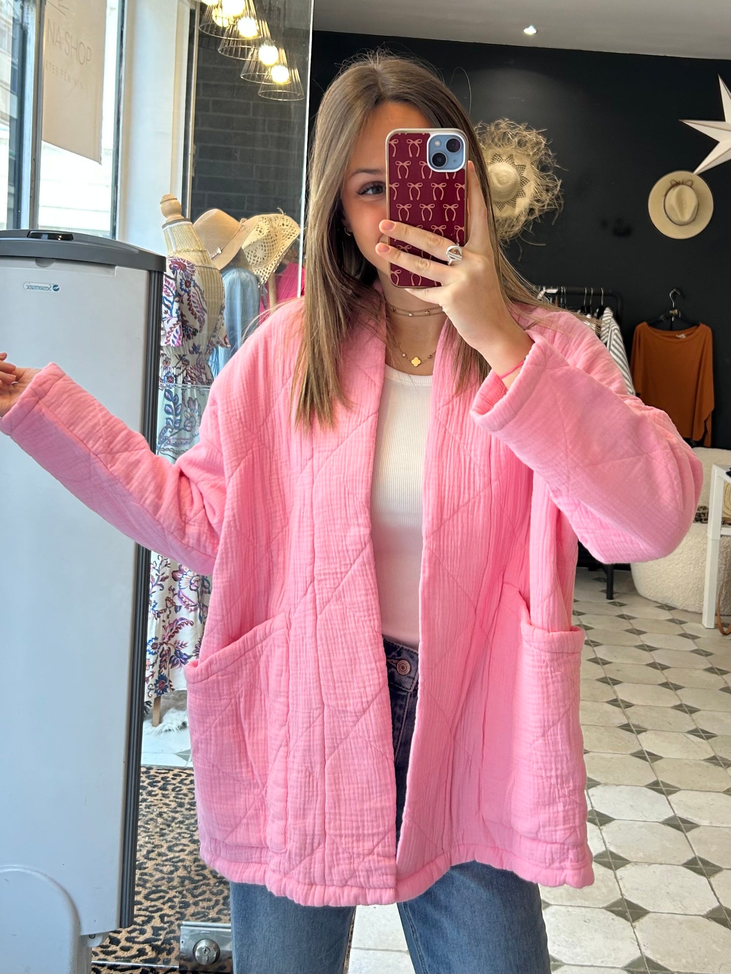 Veste molletonnée Edmée rose