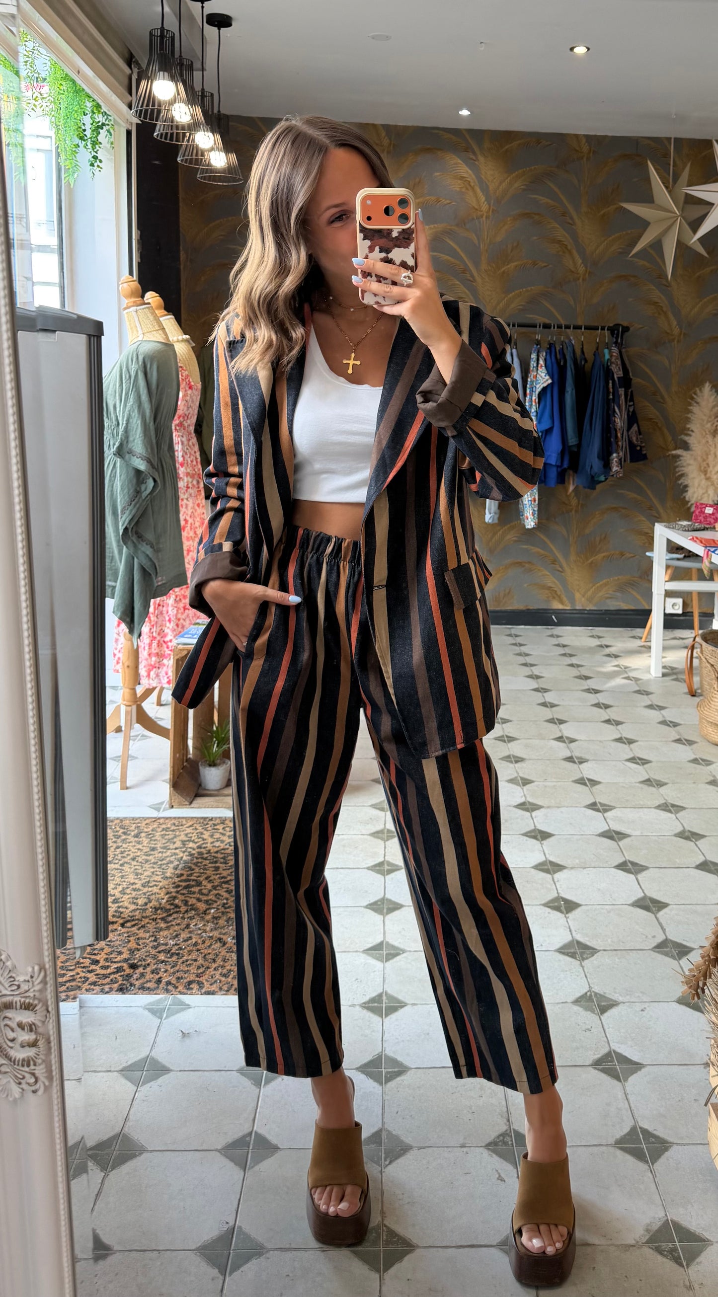 Blazer à rayures Alba Terracotta - Johanna Paris