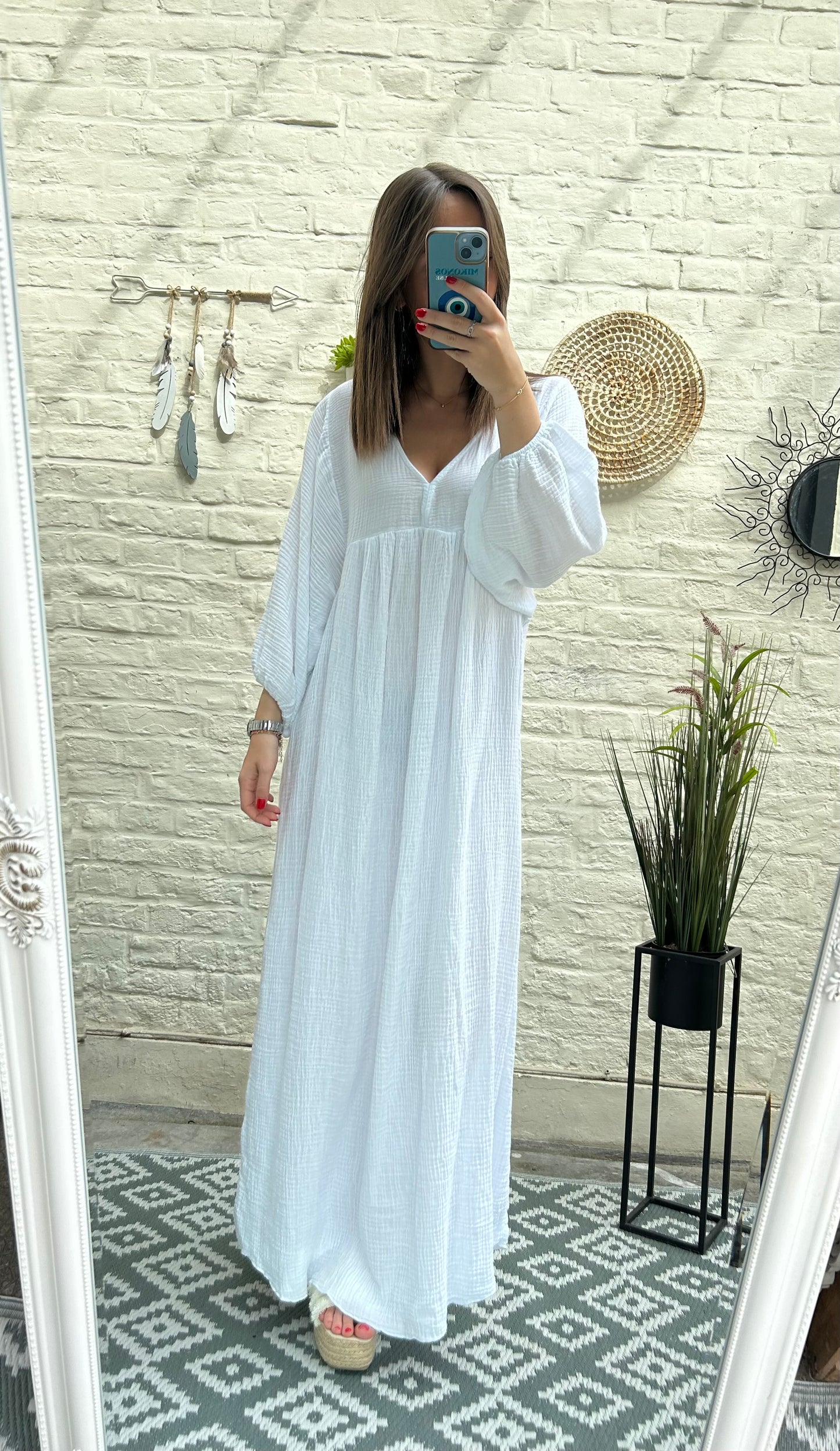 Robe longue en gaze de coton