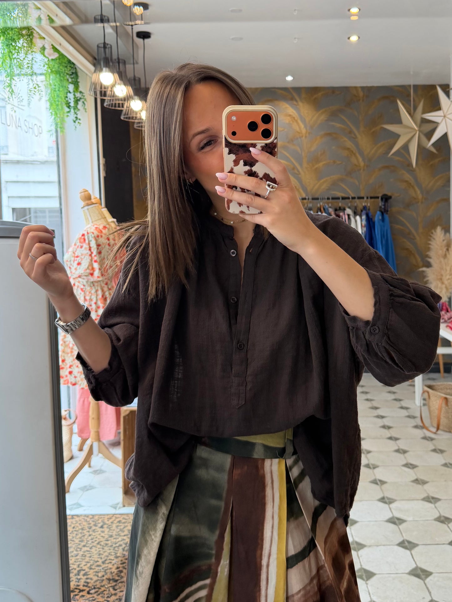 Chemise Ava en Garza chocolat - Johanna Paris