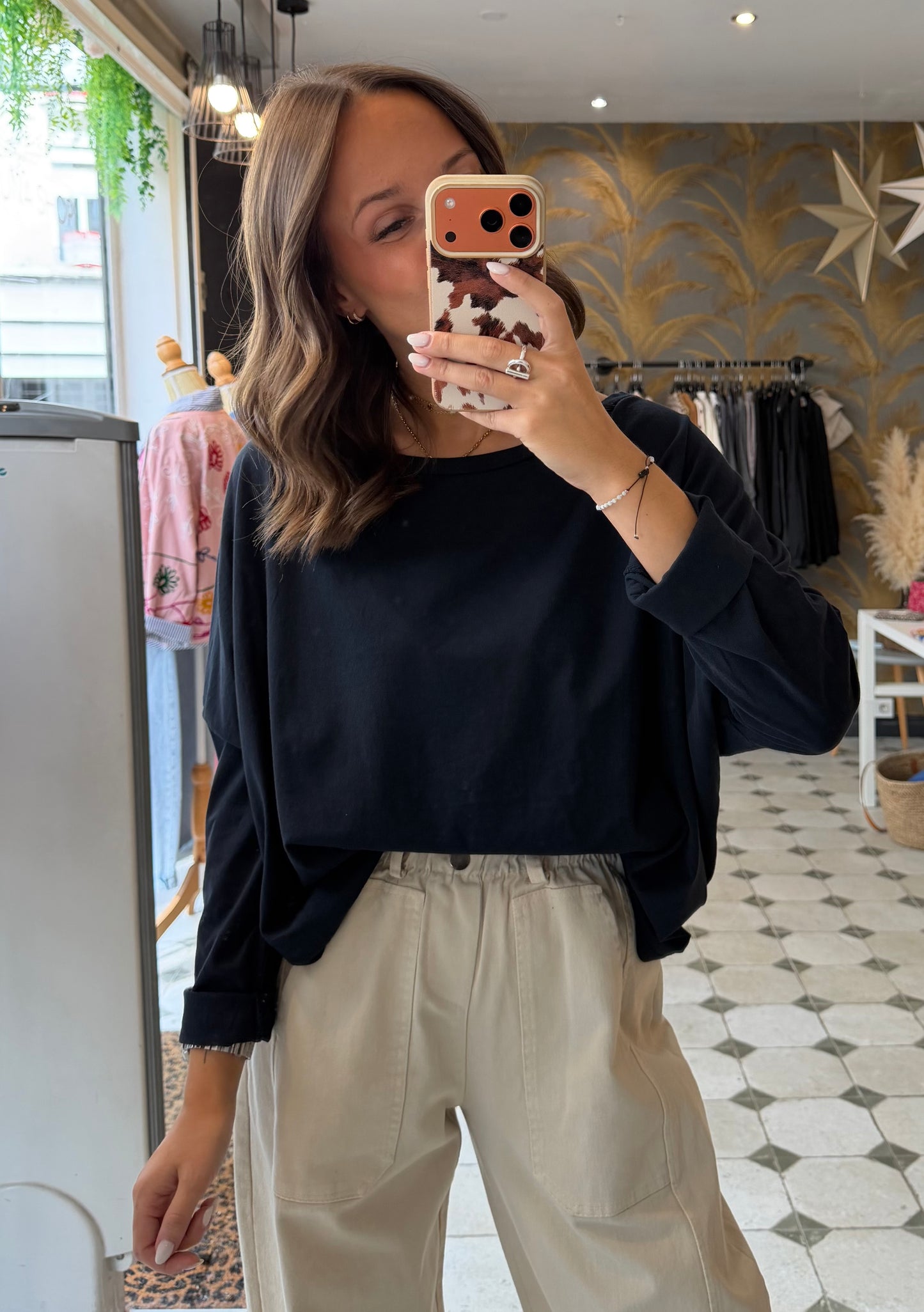 T-Shirt Col Bateau bleu marine - Johanna Paris