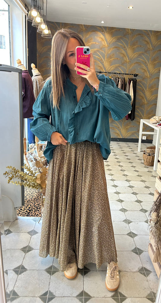 Jupe liberty bleu canard - Johanna Paris