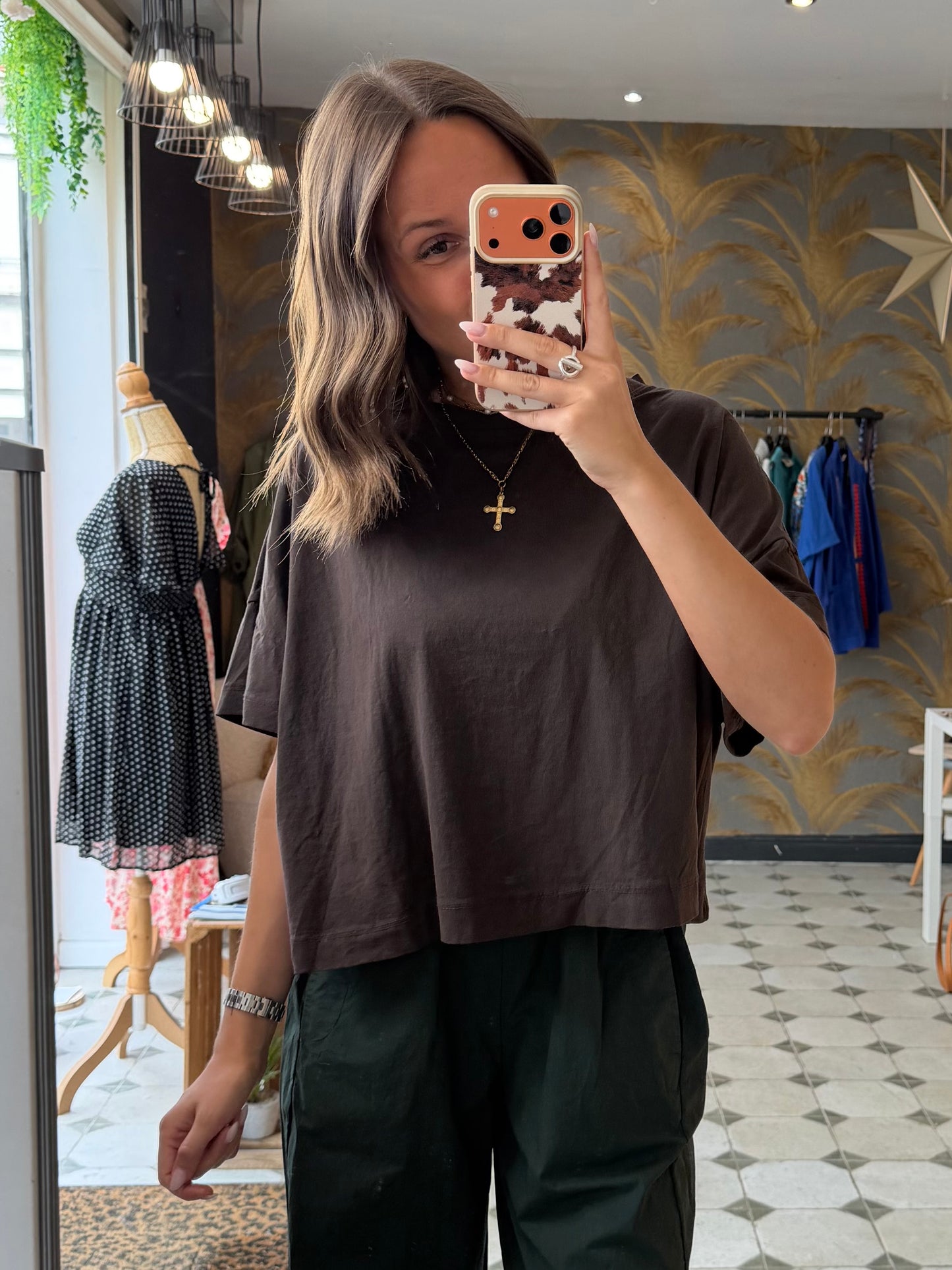 T-Shirt col rond chocolat - Johanna Paris