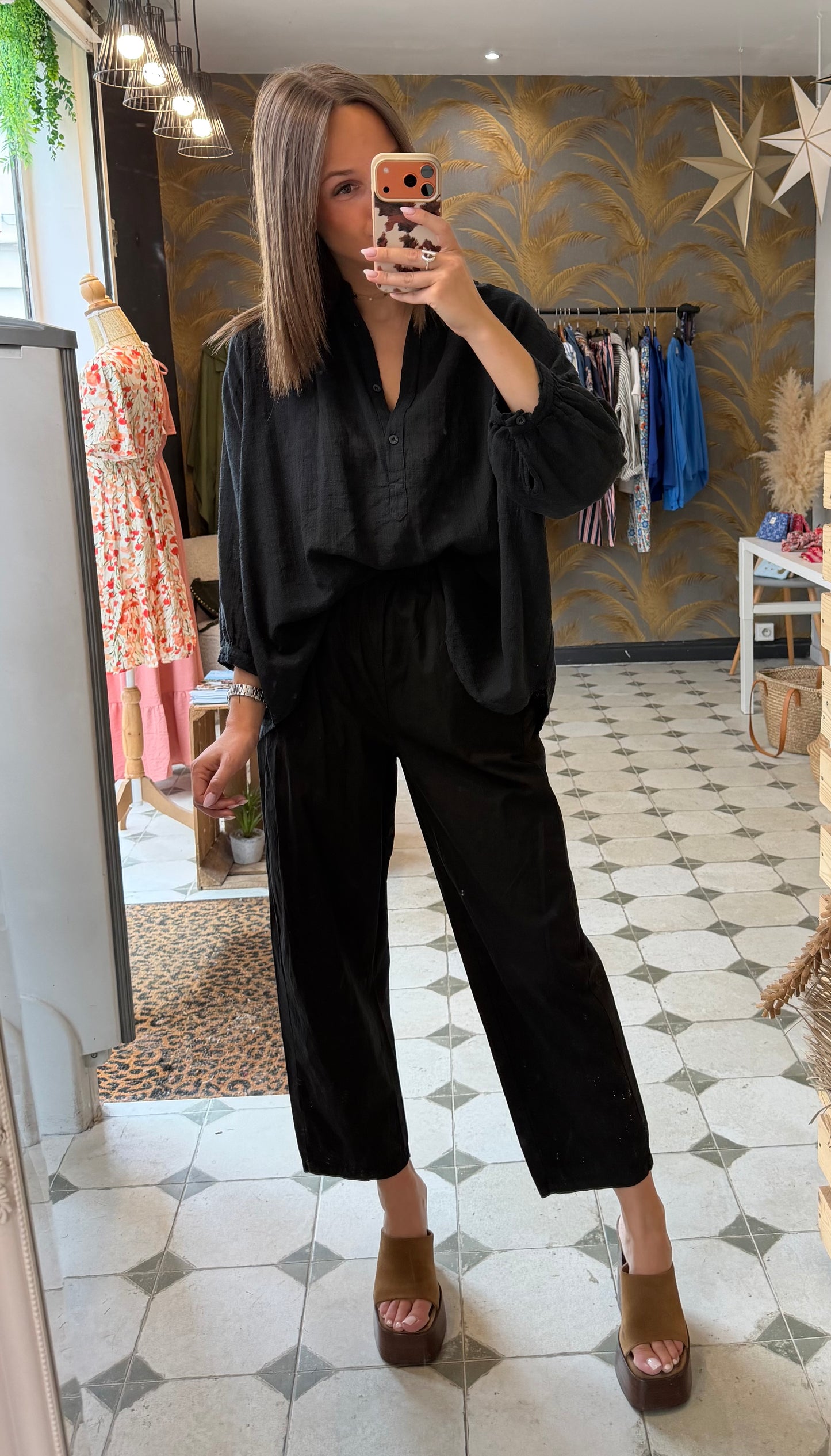 Chemise Ava en Garza noir - Johanna Paris