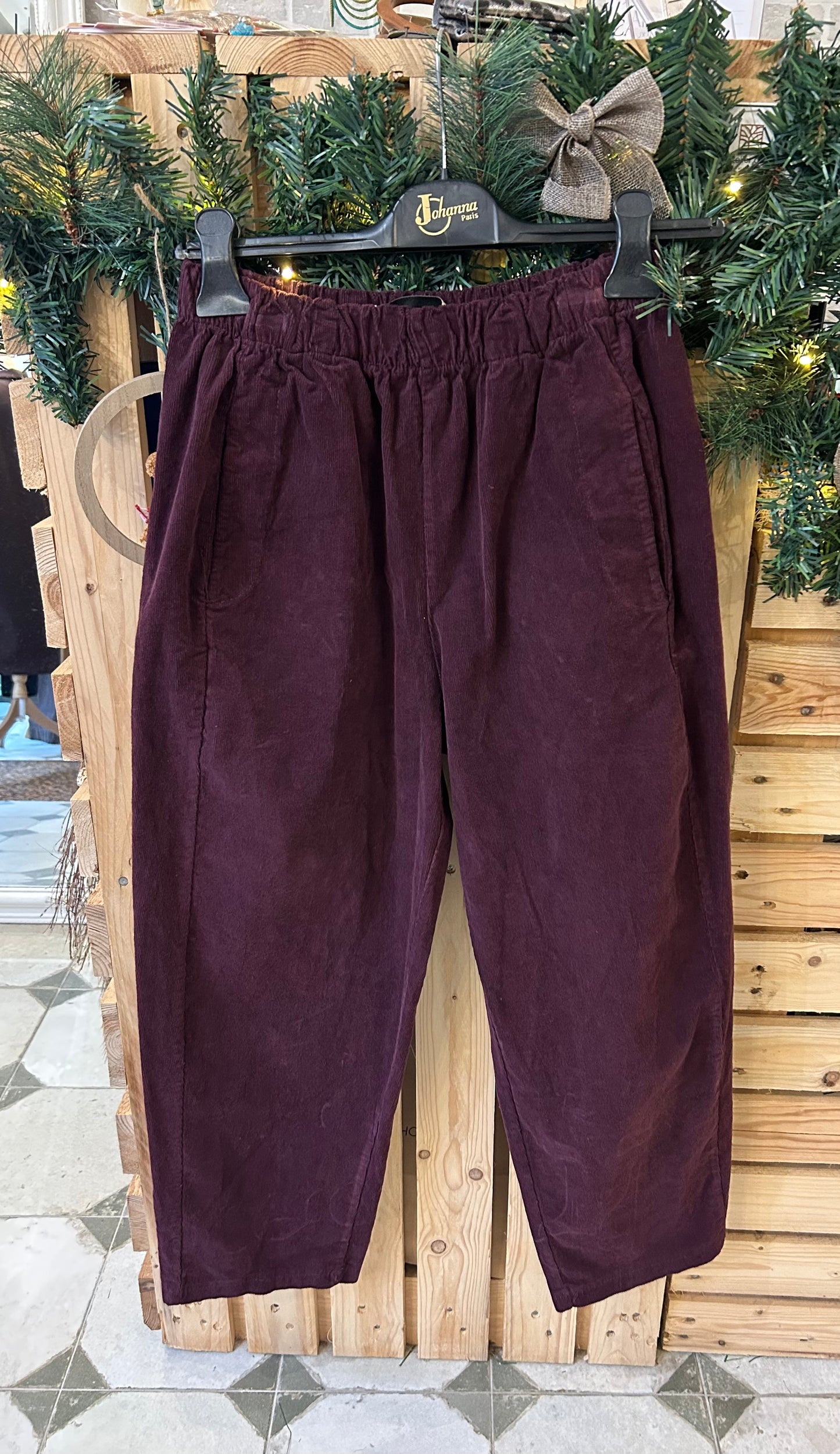 Pantalon Magique en velours prune - Johanna Paris