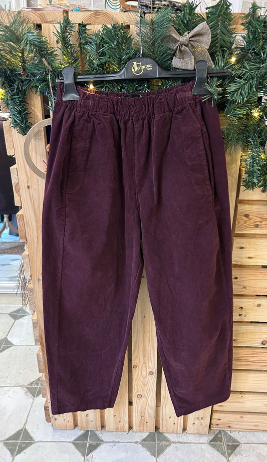 Pantalon Magique en velours prune - Johanna Paris
