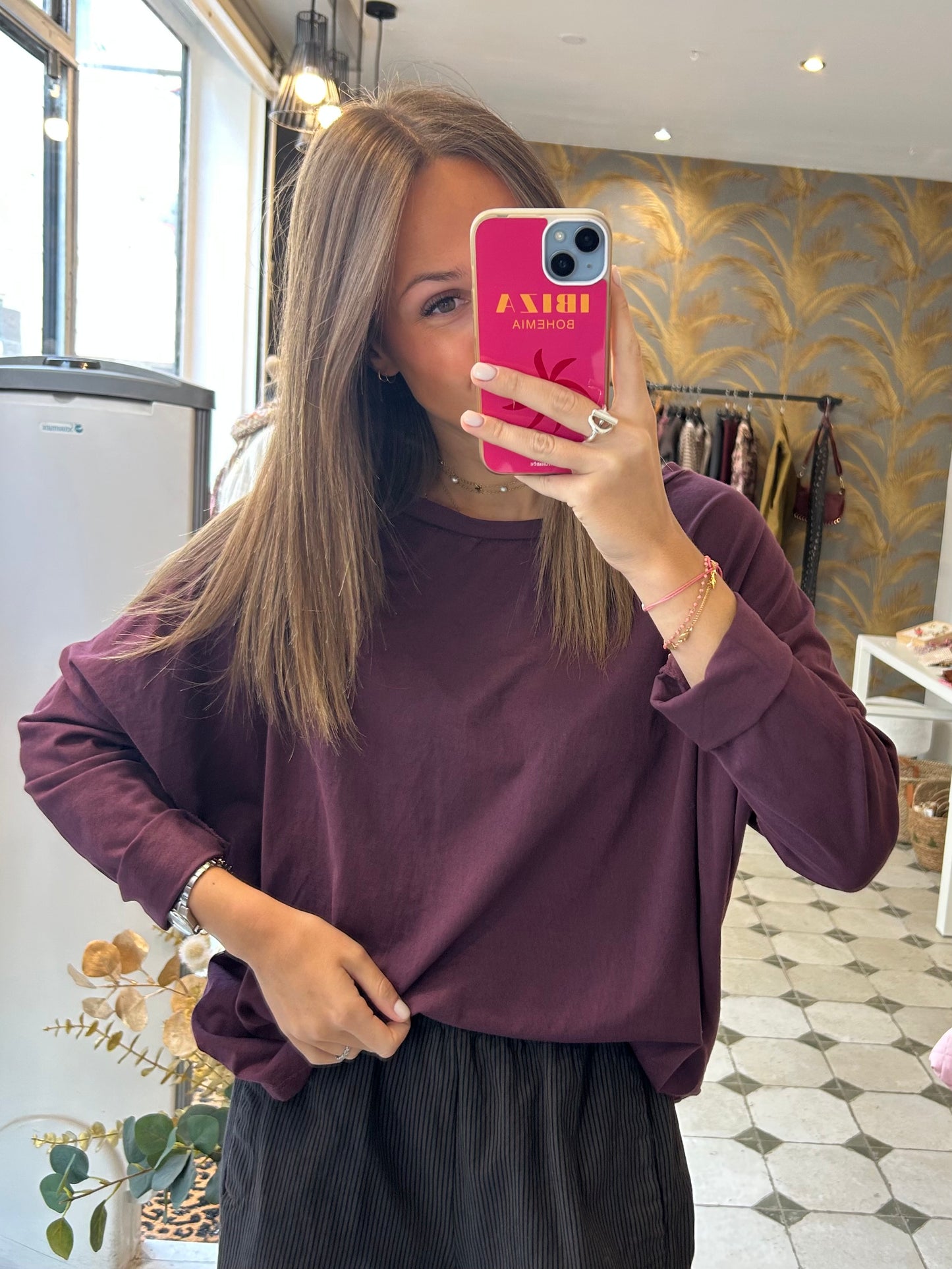 T-Shirt Col Bateau prune - Johanna Paris