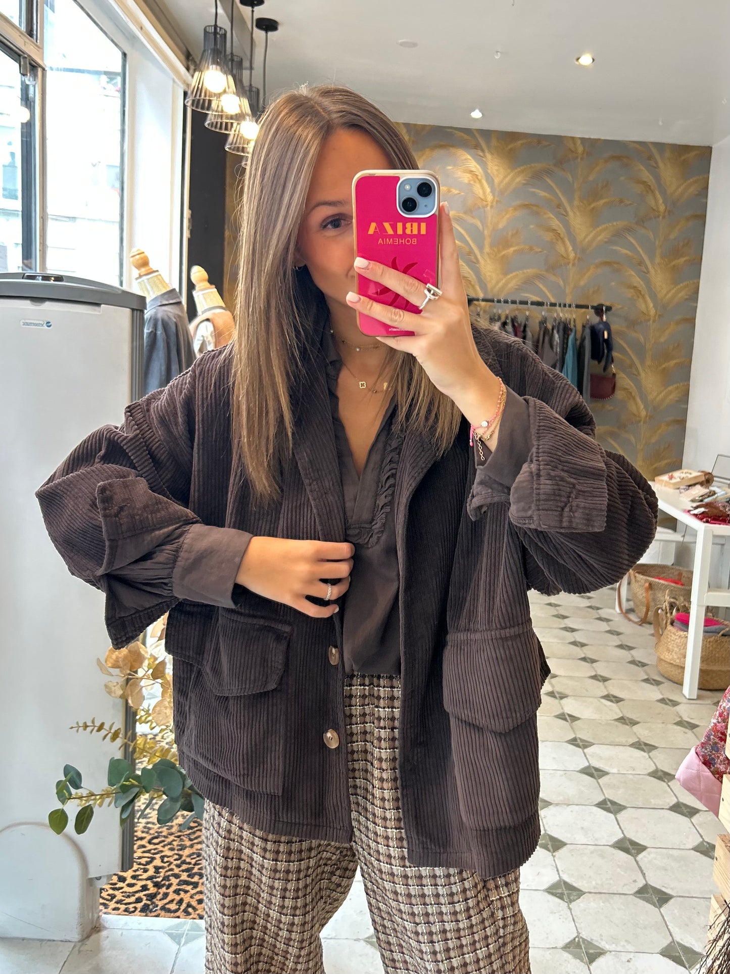 Veste en velours Mélissa chocolat - Johanna Paris