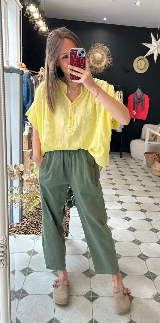 Pantalon Magique effet délavé kaki - Johanna Paris