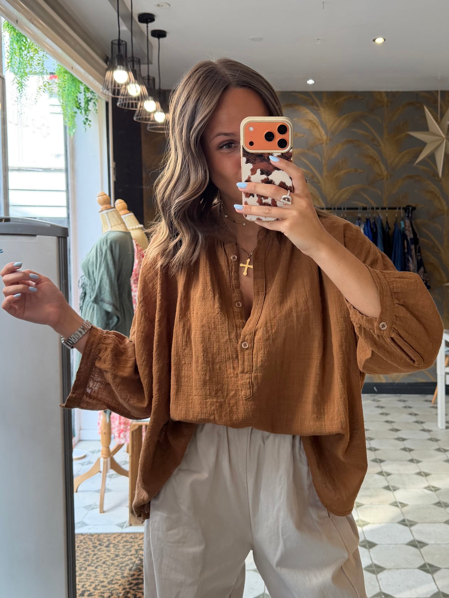 Chemise Ava en Garza Camel - Johanna Paris