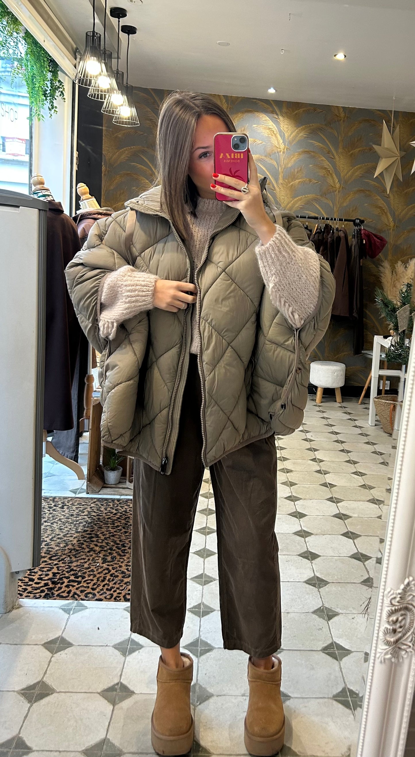 Doudoune cape taupe - Johanna Paris