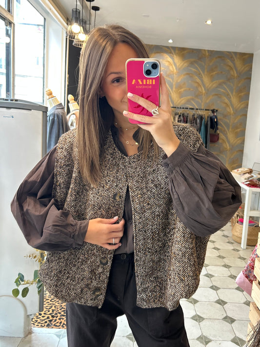 Gilet sans manches Albane chocolat - Johanna Paris