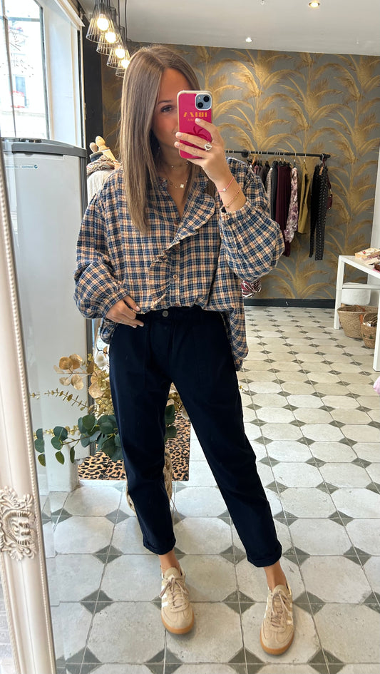 Pantalon en Toile bleu marine - Johanna Paris