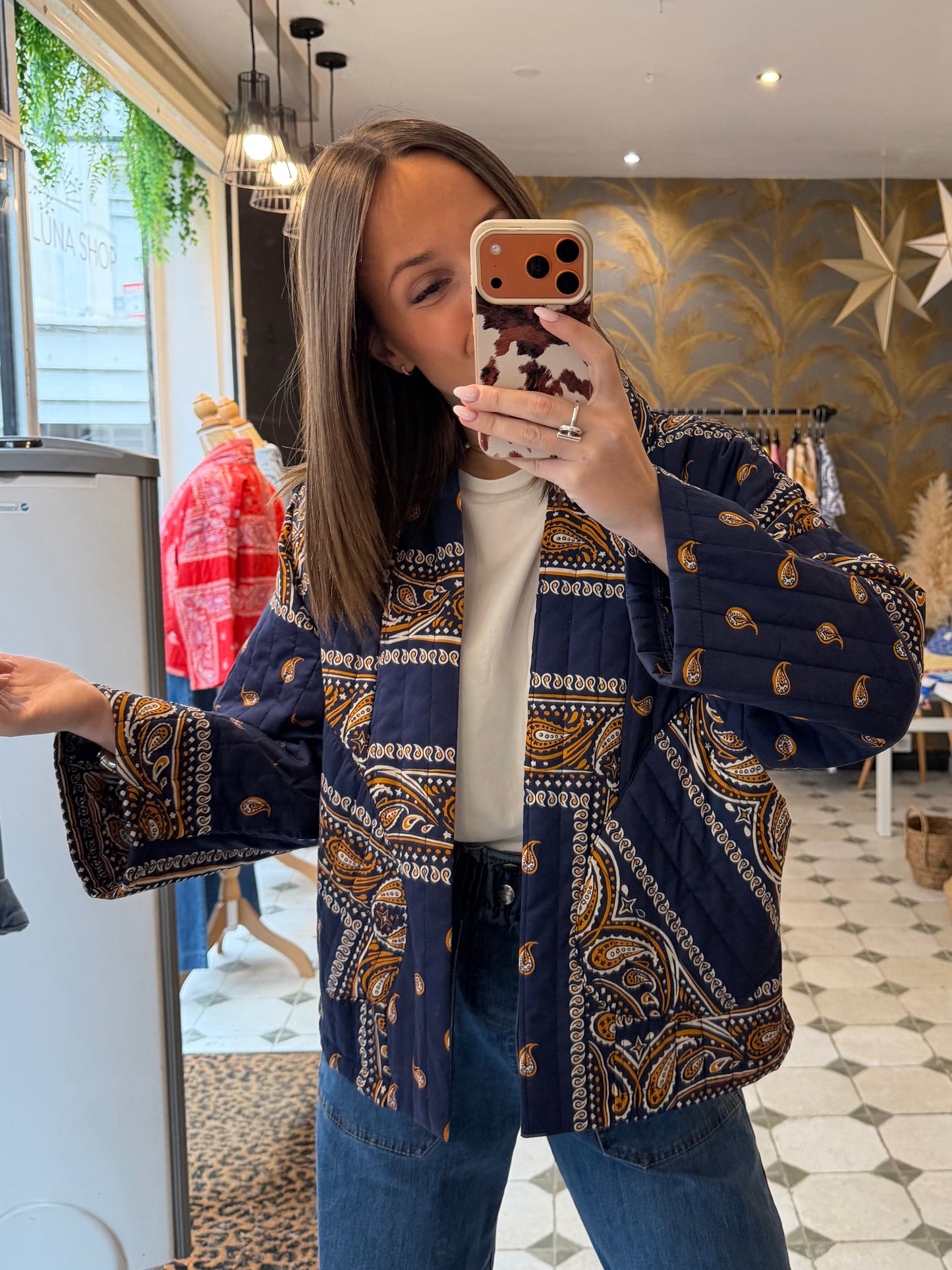 Veste matelassée bandana bleu marine - Johanna Paris
