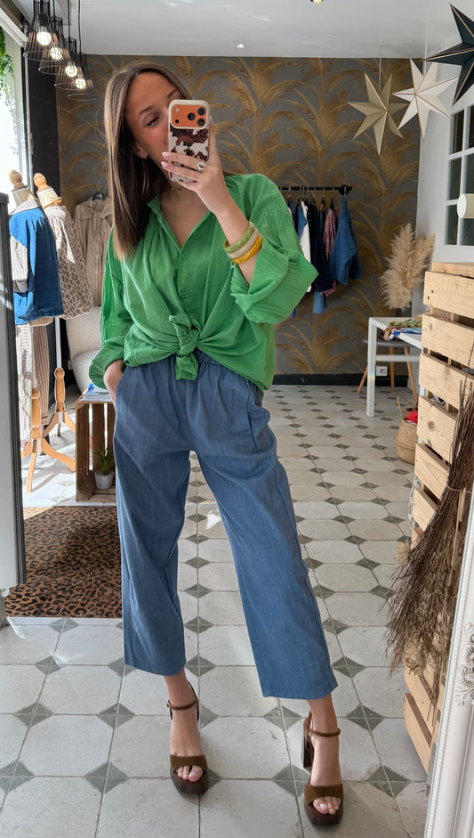 Pantalon Magique en toile effet jean - Johanna Paris