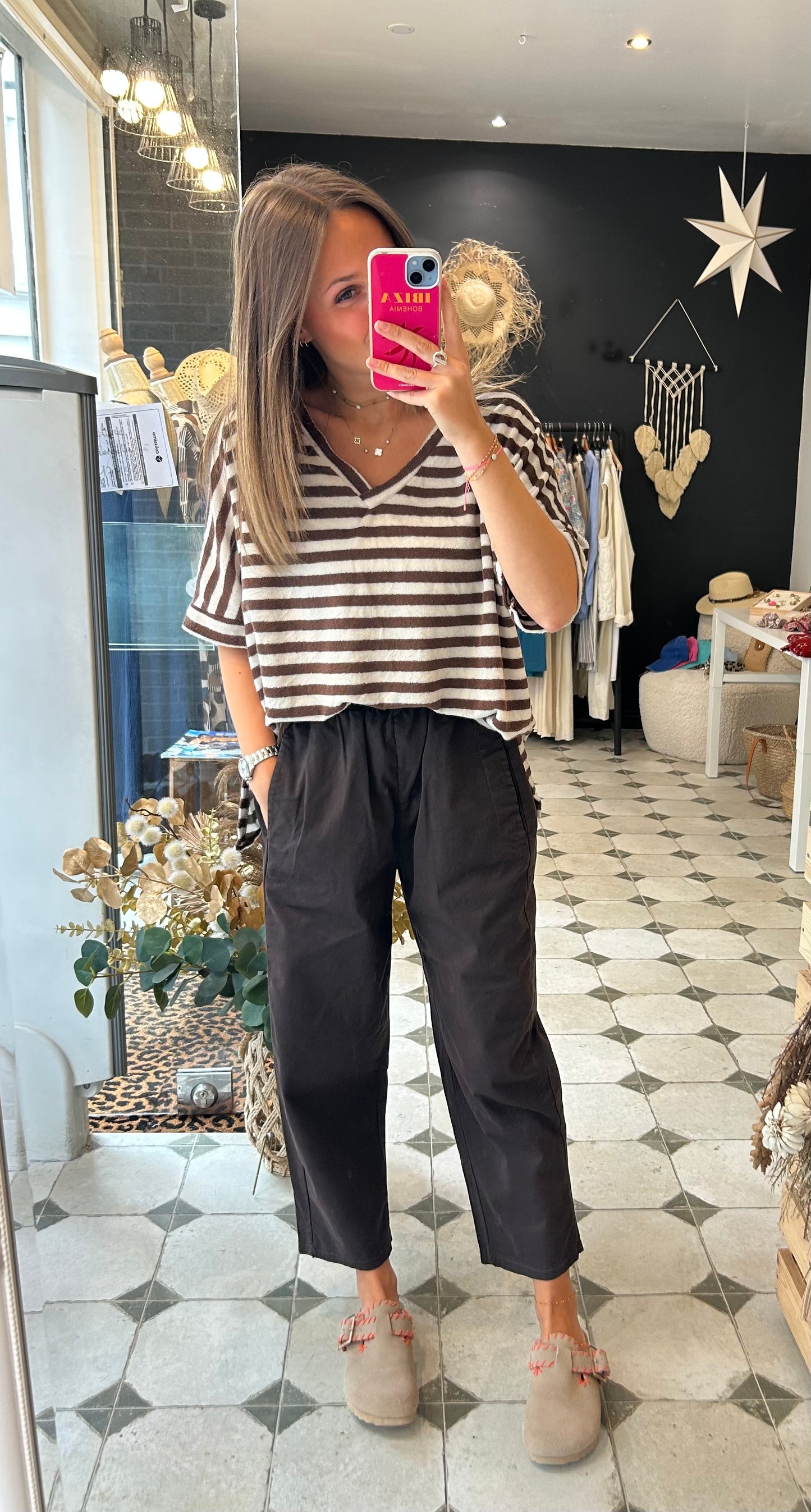 Pantalon Magique en toile chocolat - Johanna Paris