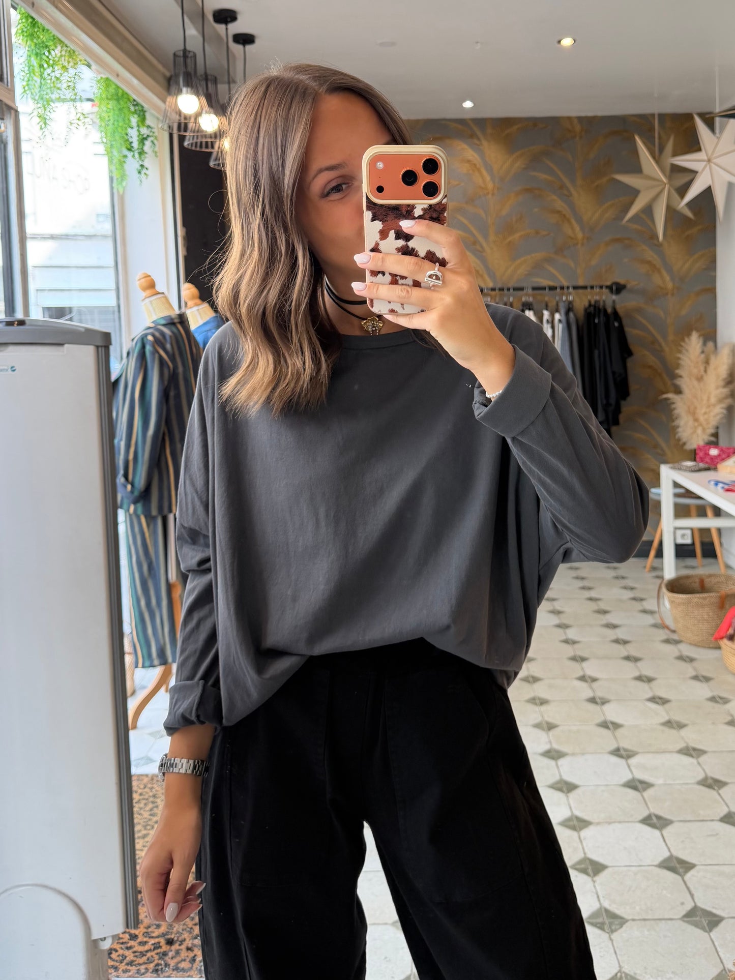 T-Shirt Col Bateau gris - Johanna Paris