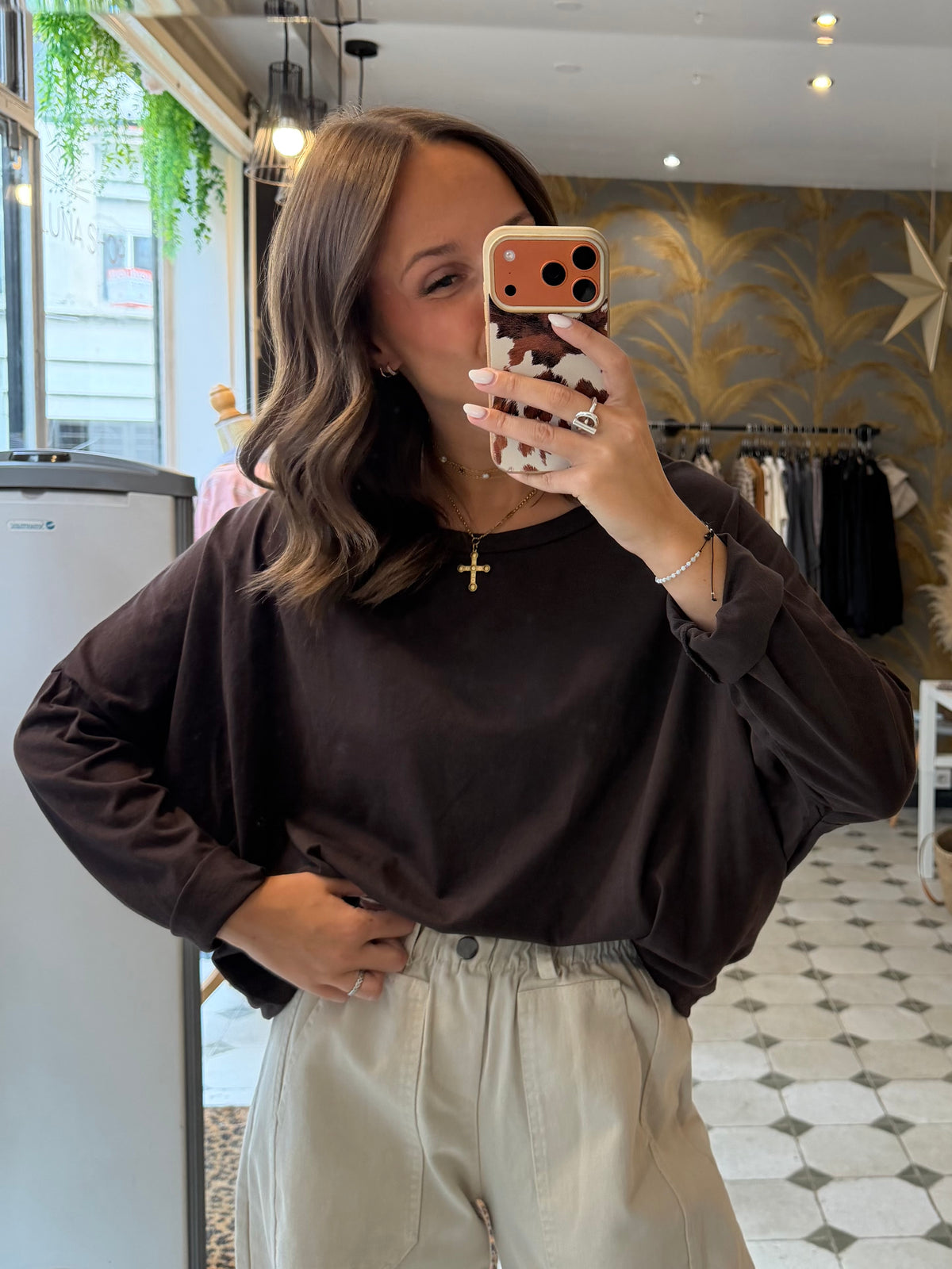 T-Shirt Col Bateau chocolat - Johanna Paris