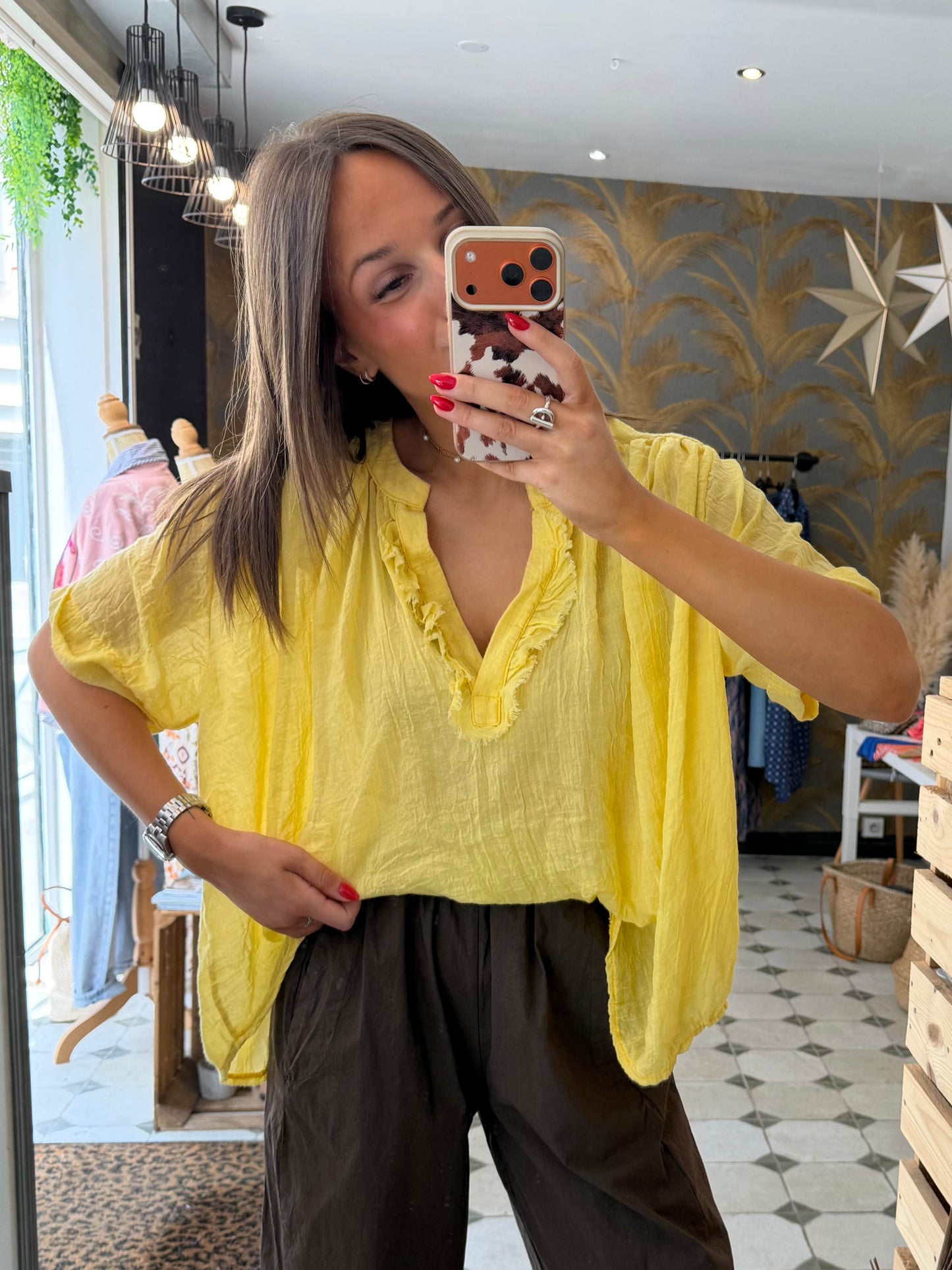 Blouse Aria manches courtes jaune - Johanna Paris