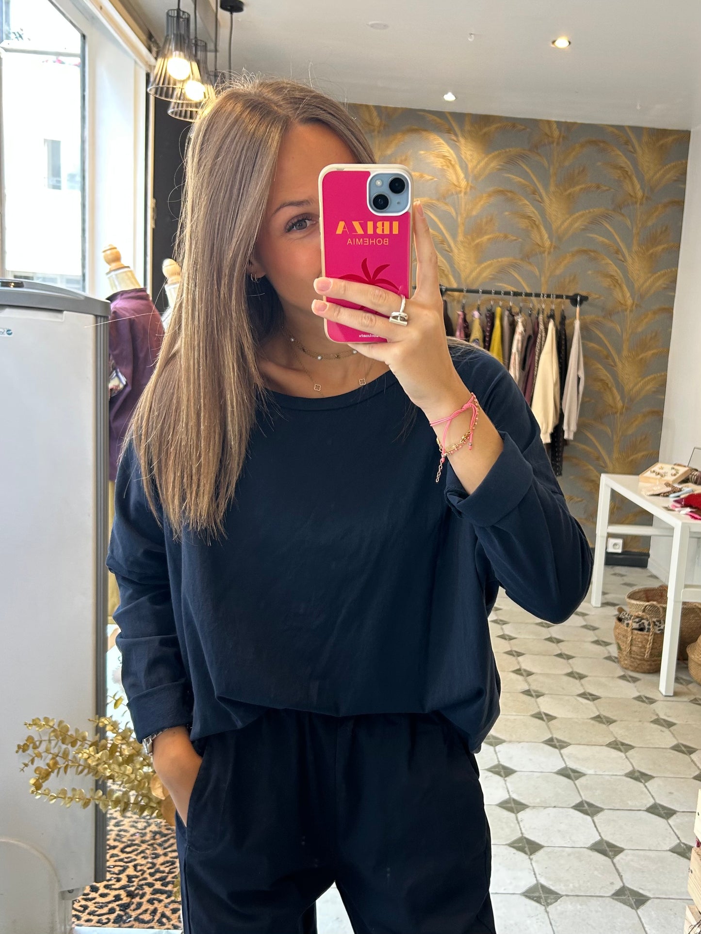 T-Shirt Col Bateau noir - Johanna Paris