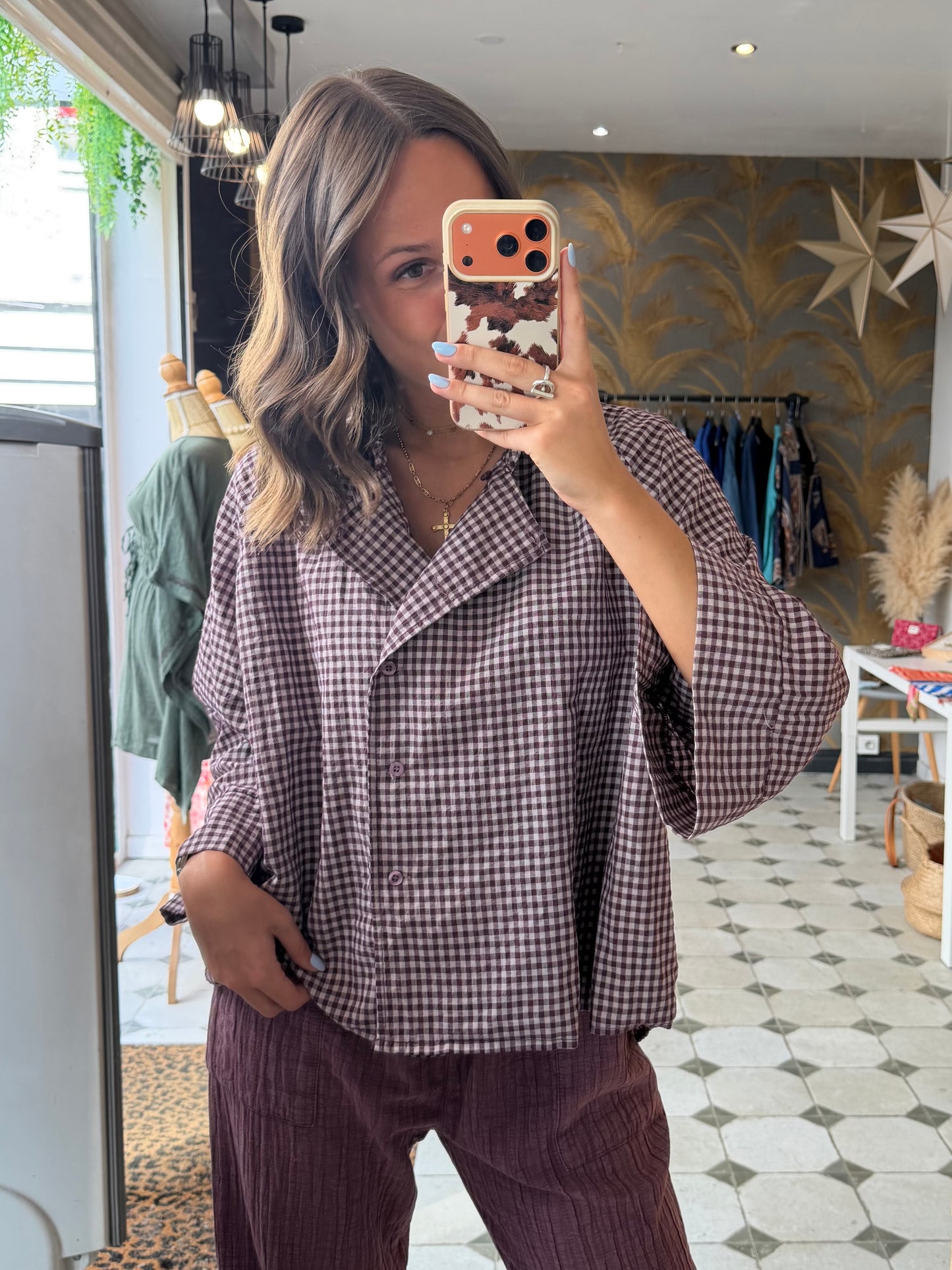 Blouse à carreaux prune - Johanna Paris