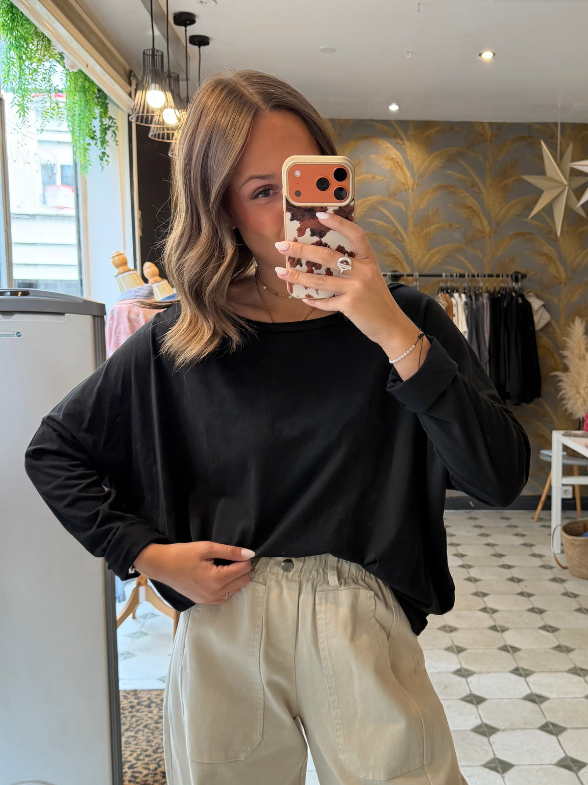 T-Shirt Col Bateau noir - Johanna Paris
