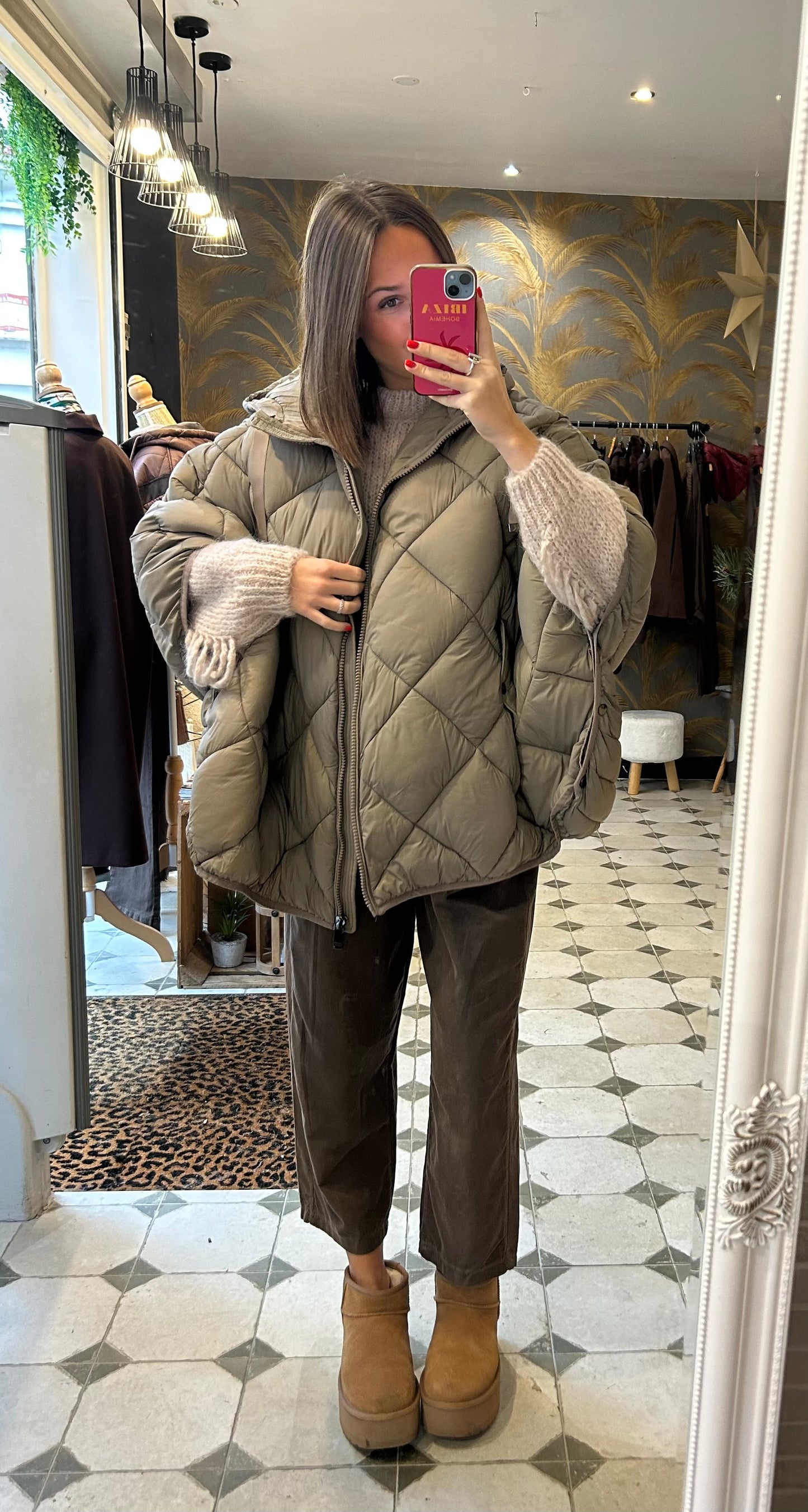 Doudoune cape taupe - Johanna Paris