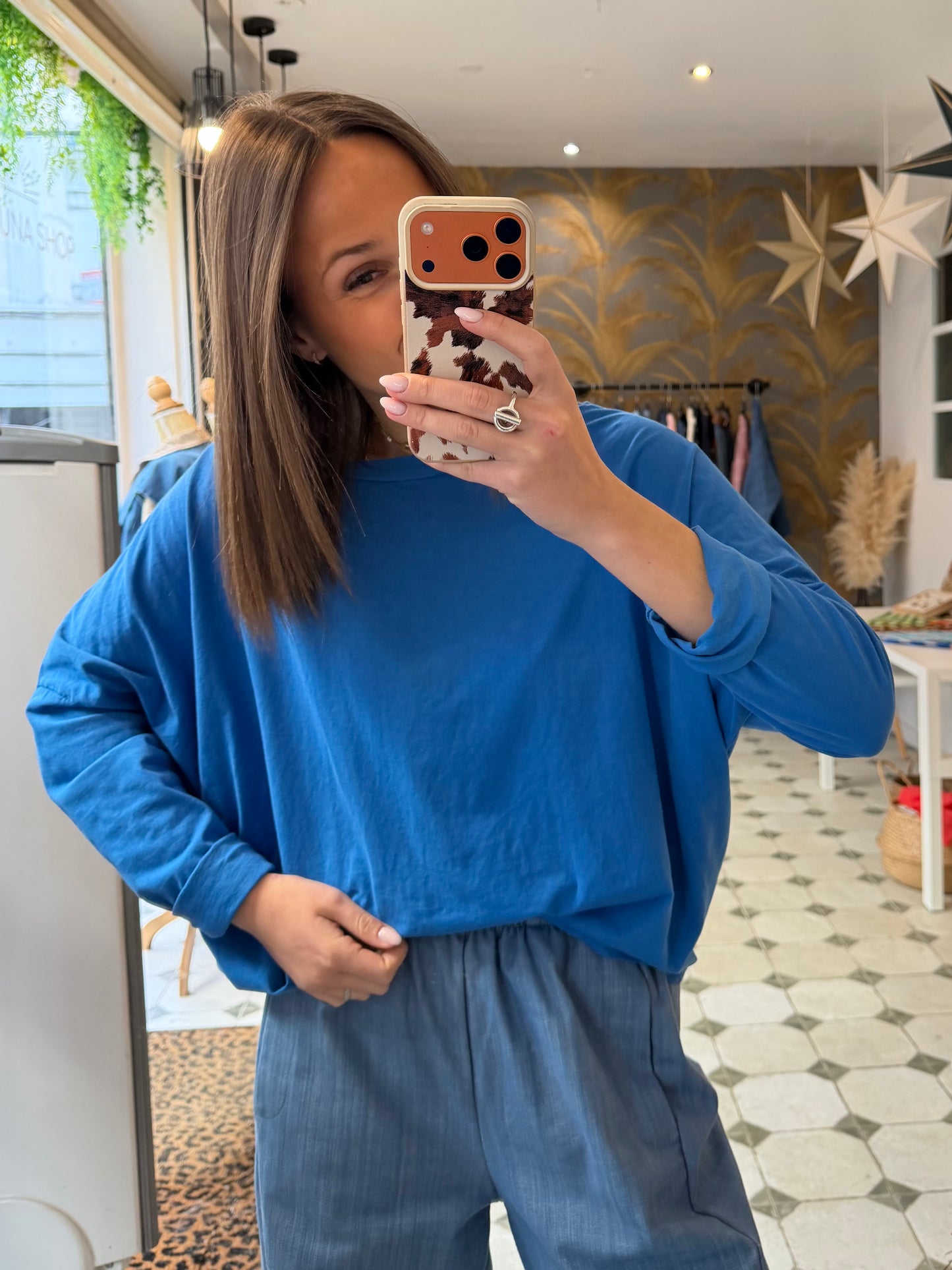 T-Shirt Col Bateau bleu royal - Johanna Paris