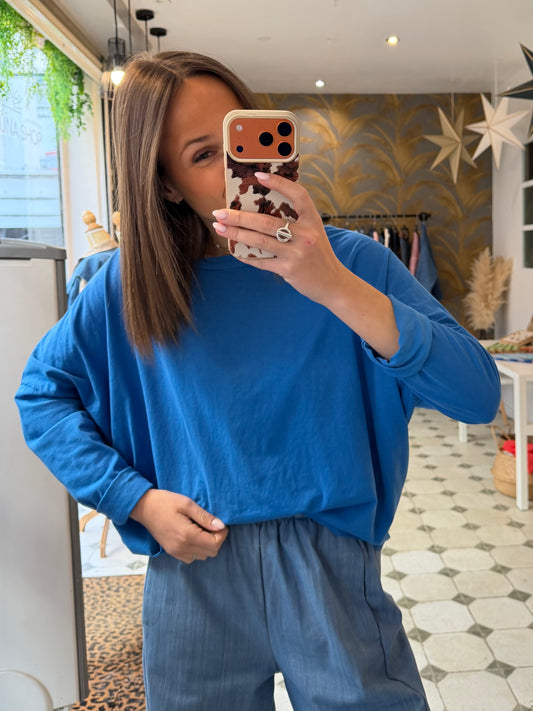 T-Shirt Col Bateau bleu royal - Johanna Paris