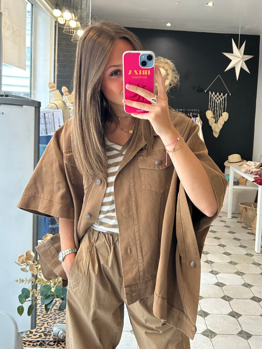 Veste / Cape en jean camel - Johanna Paris