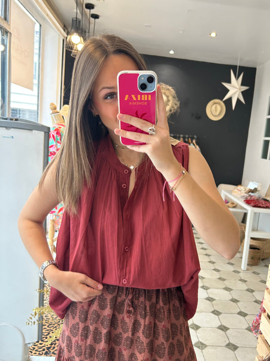 Chemise Clémentine sans manches Terracotta - Johanna Paris