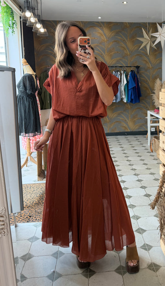 Jupe Clémentine terracotta - Johanna Paris