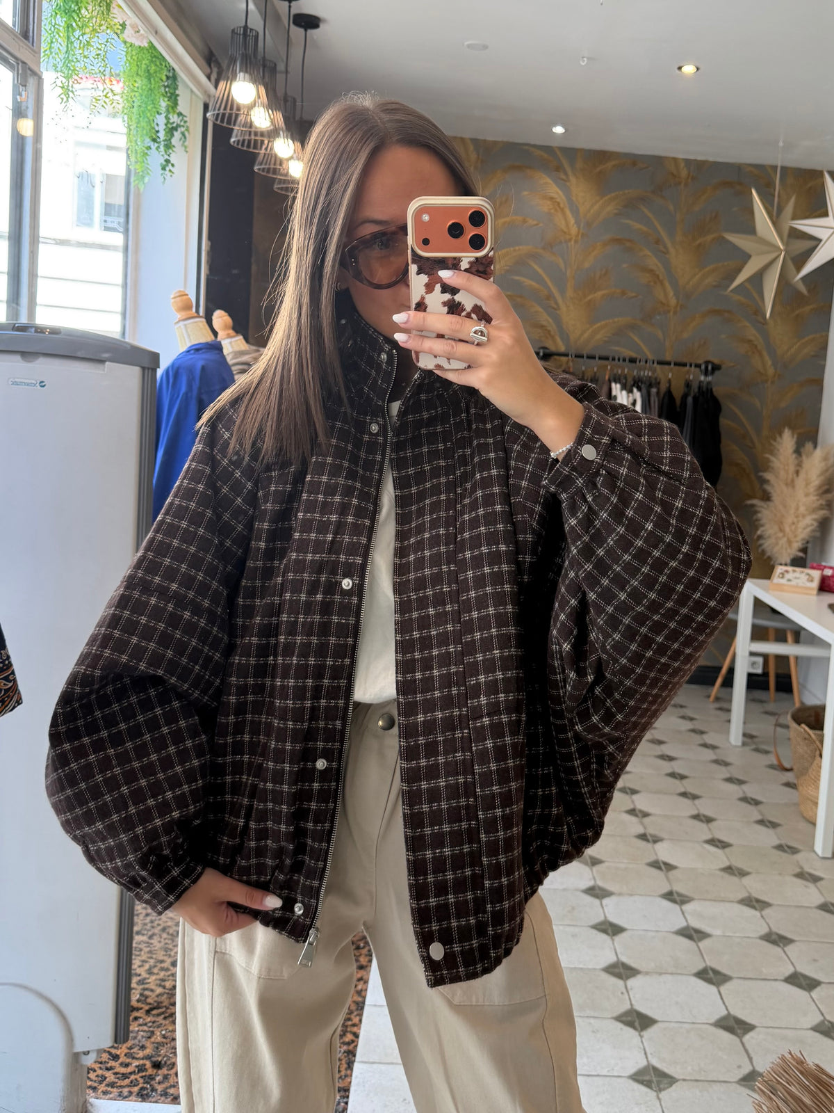 Blouson boule à carreaux - Johanna Paris