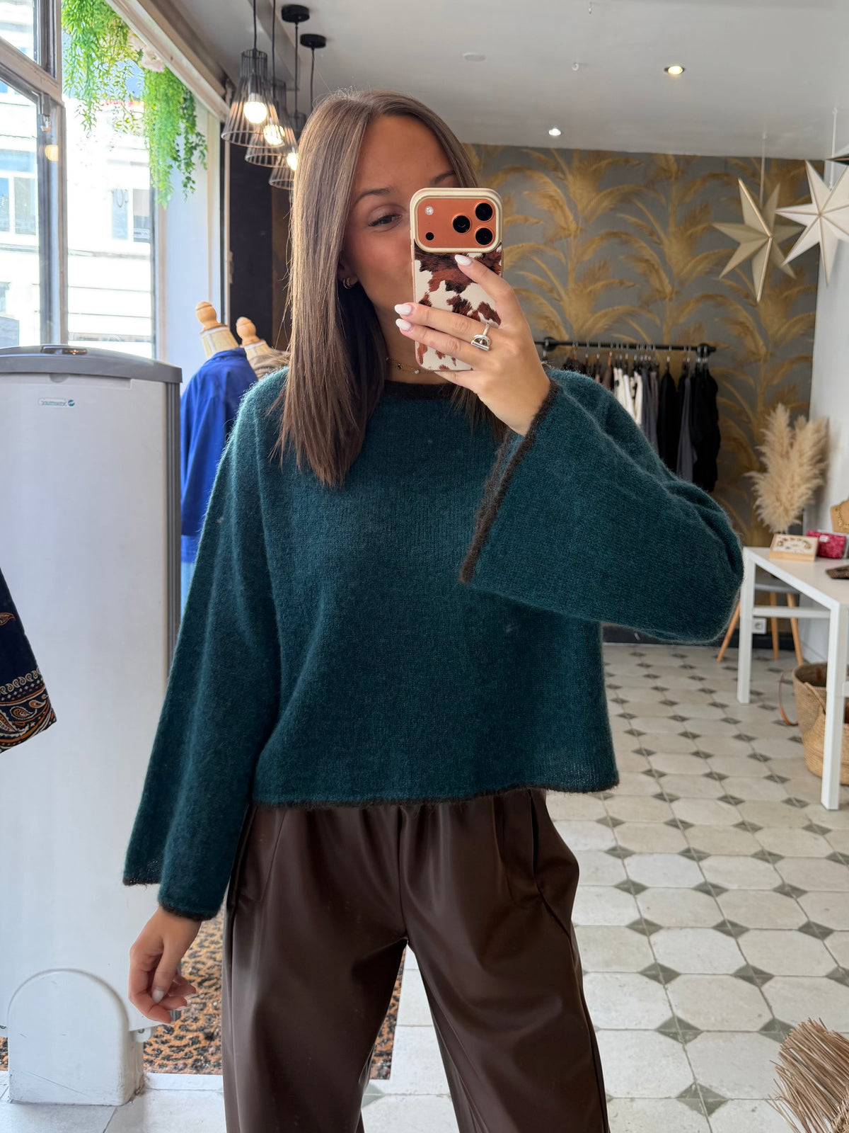 Pull col rond bleu canard - Johanna Paris