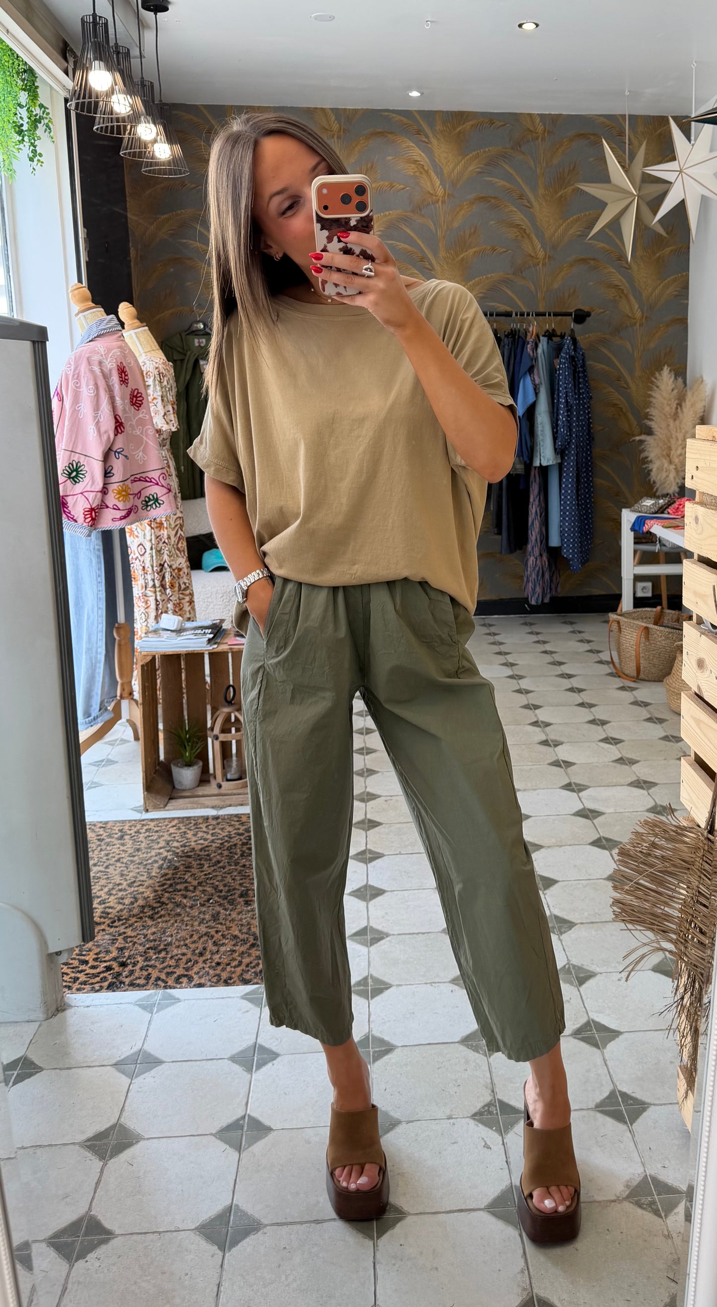 Pantalon Magique en toile fine kaki - Johanna Paris