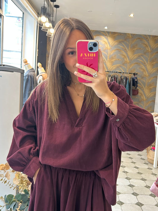 Blouse en velours Solène prune - Johanna Paris