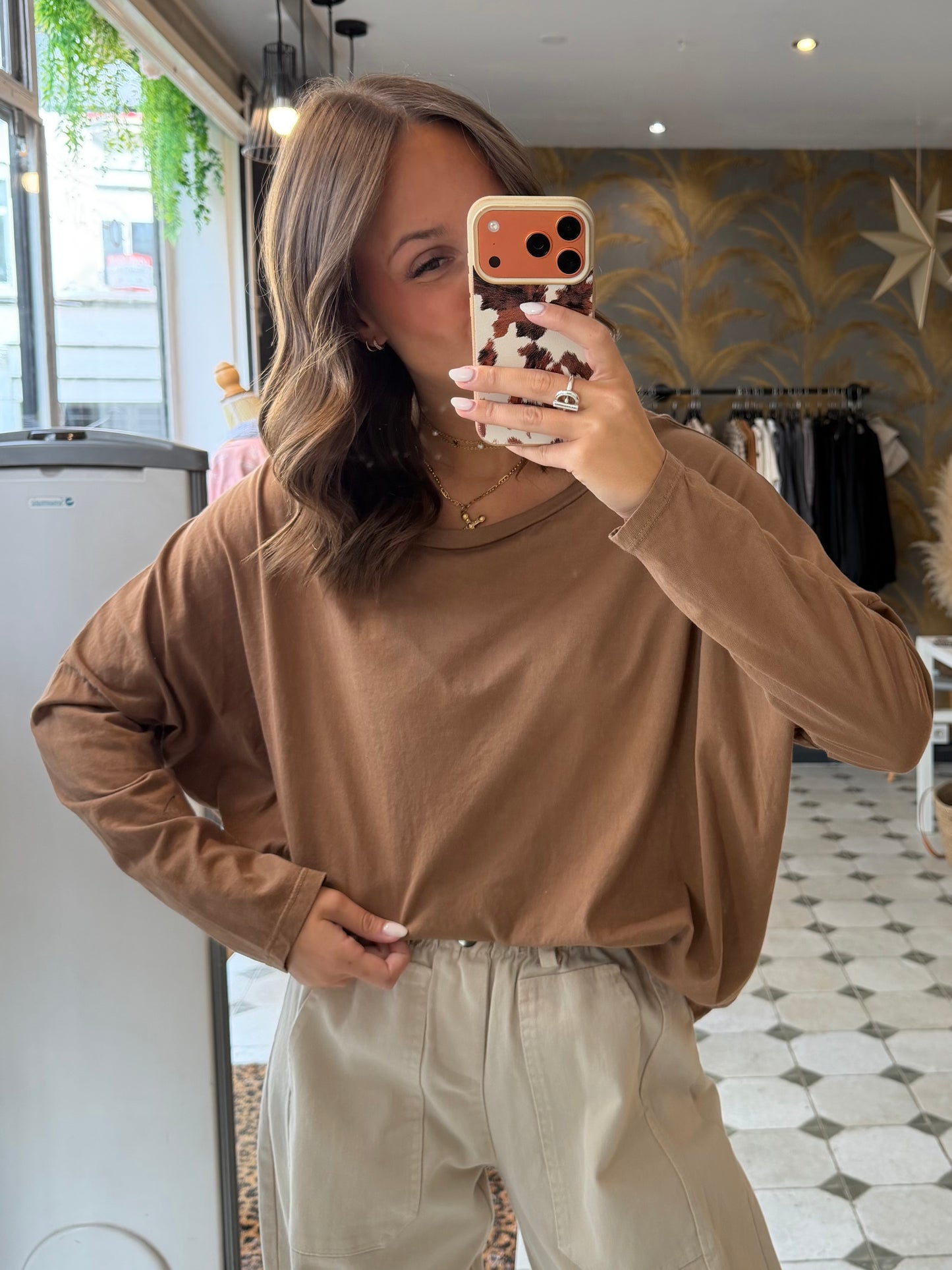 T-Shirt Col Bateau camel - Johanna Paris