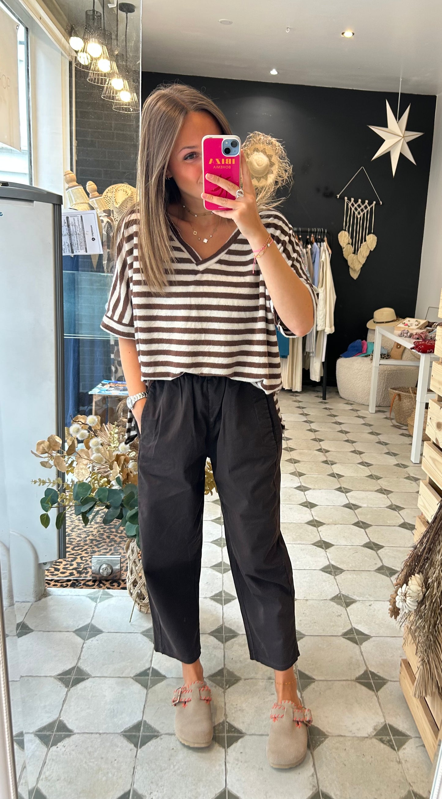 Pantalon Magique en toile chocolat - Johanna Paris