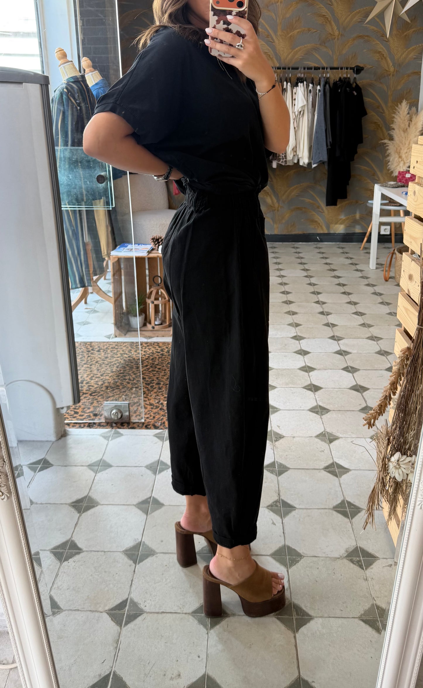 Pantalon en toile forme ballon noir  - Johanna paris