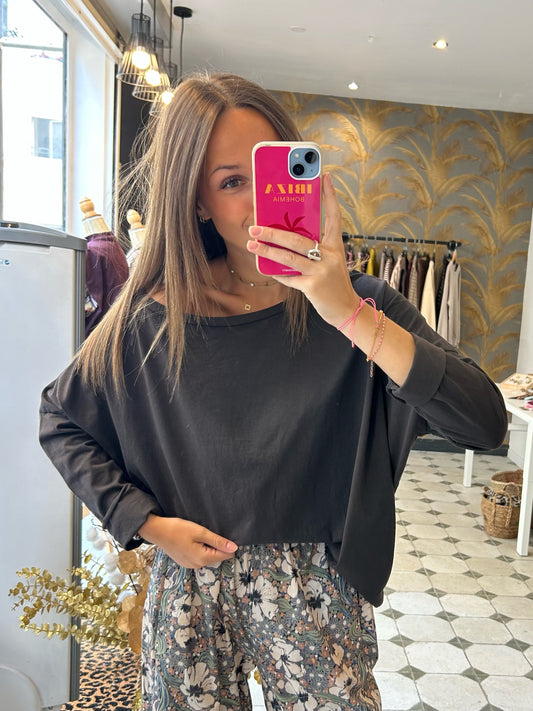 T-Shirt Col Bateau chocolat - Johanna Paris