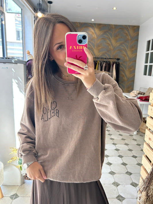 Sweat Ciao Bella chocolat - Johanna Paris