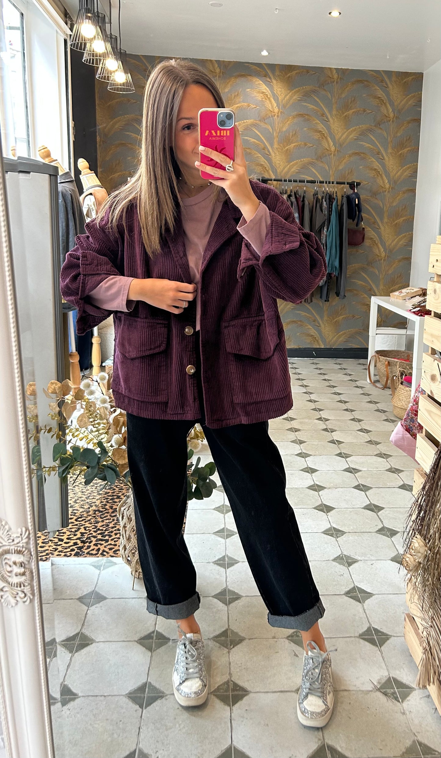 Veste en velours Mélissa prune - Johanna Paris