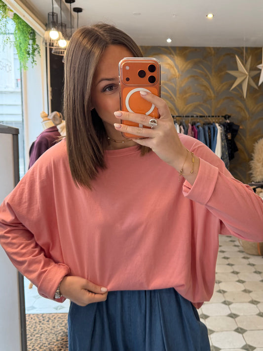 T-Shirt Col Bateau rose - Johanna Paris