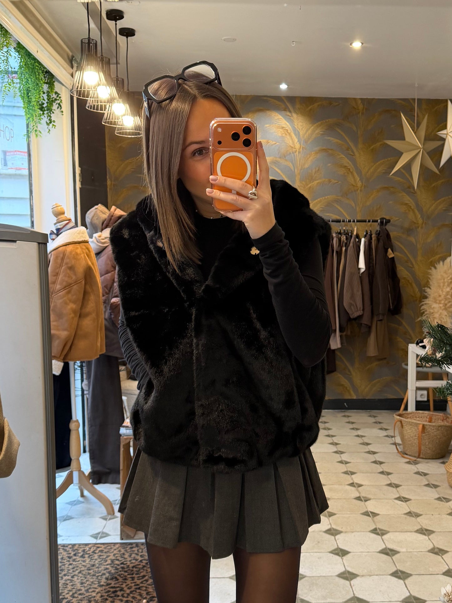 Gilet en fourrure Fara noir - Johanna Paris