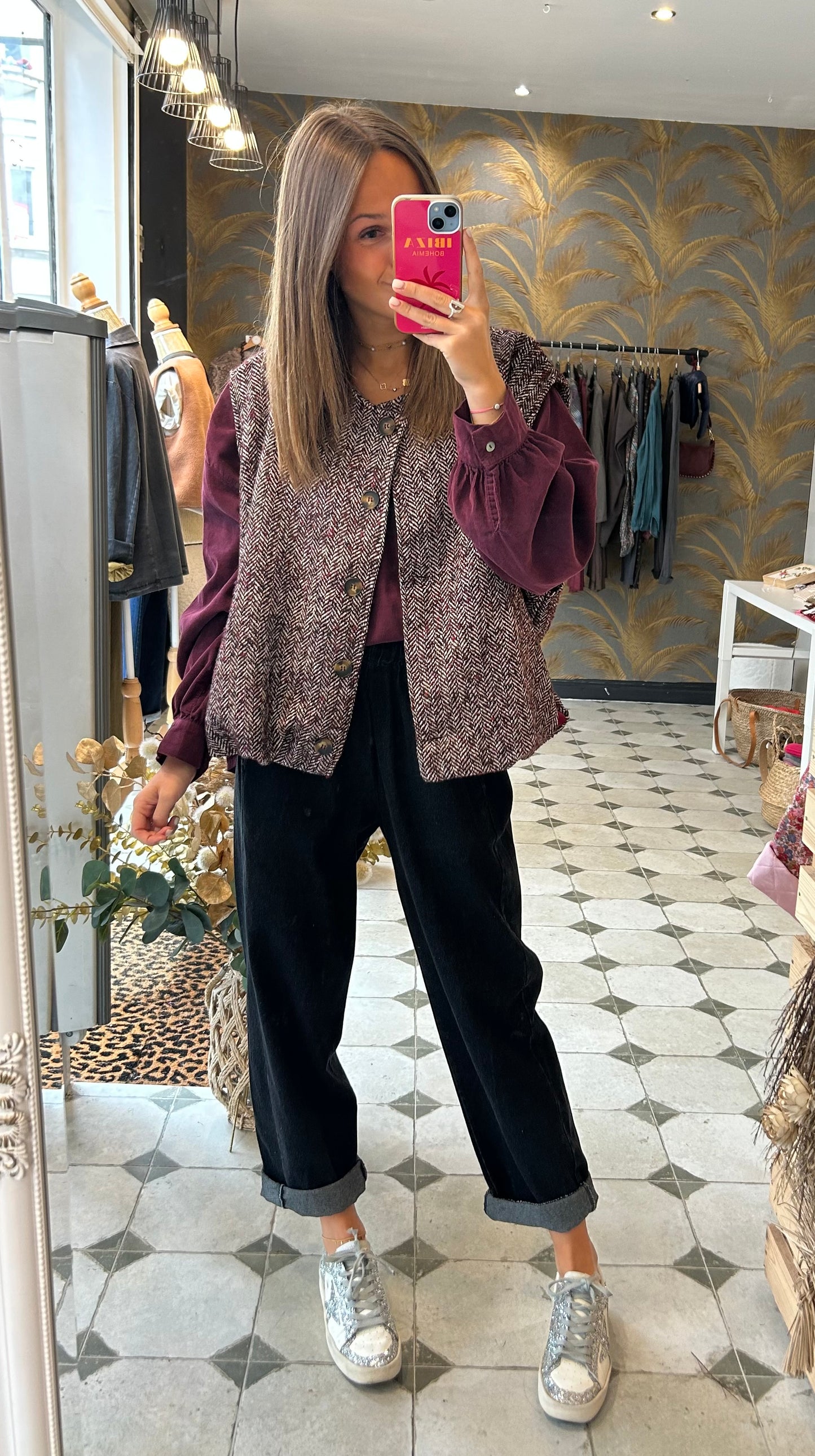 Gilet sans manches Albane prune  - Johanna Paris