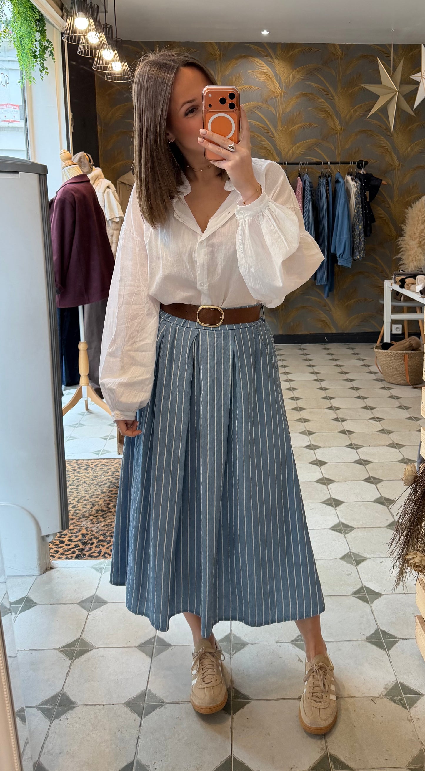 Jupe longue Marlène avec des rayures - Johanna Paris