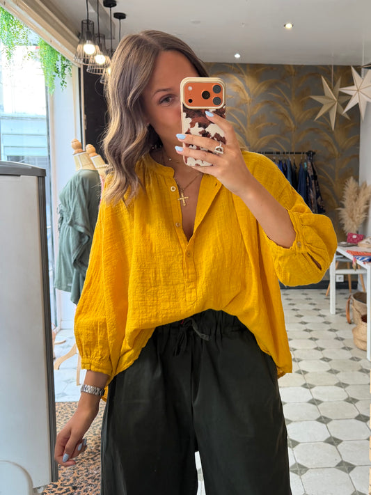 Chemise Ava en Garza moutarde - Johanna Paris