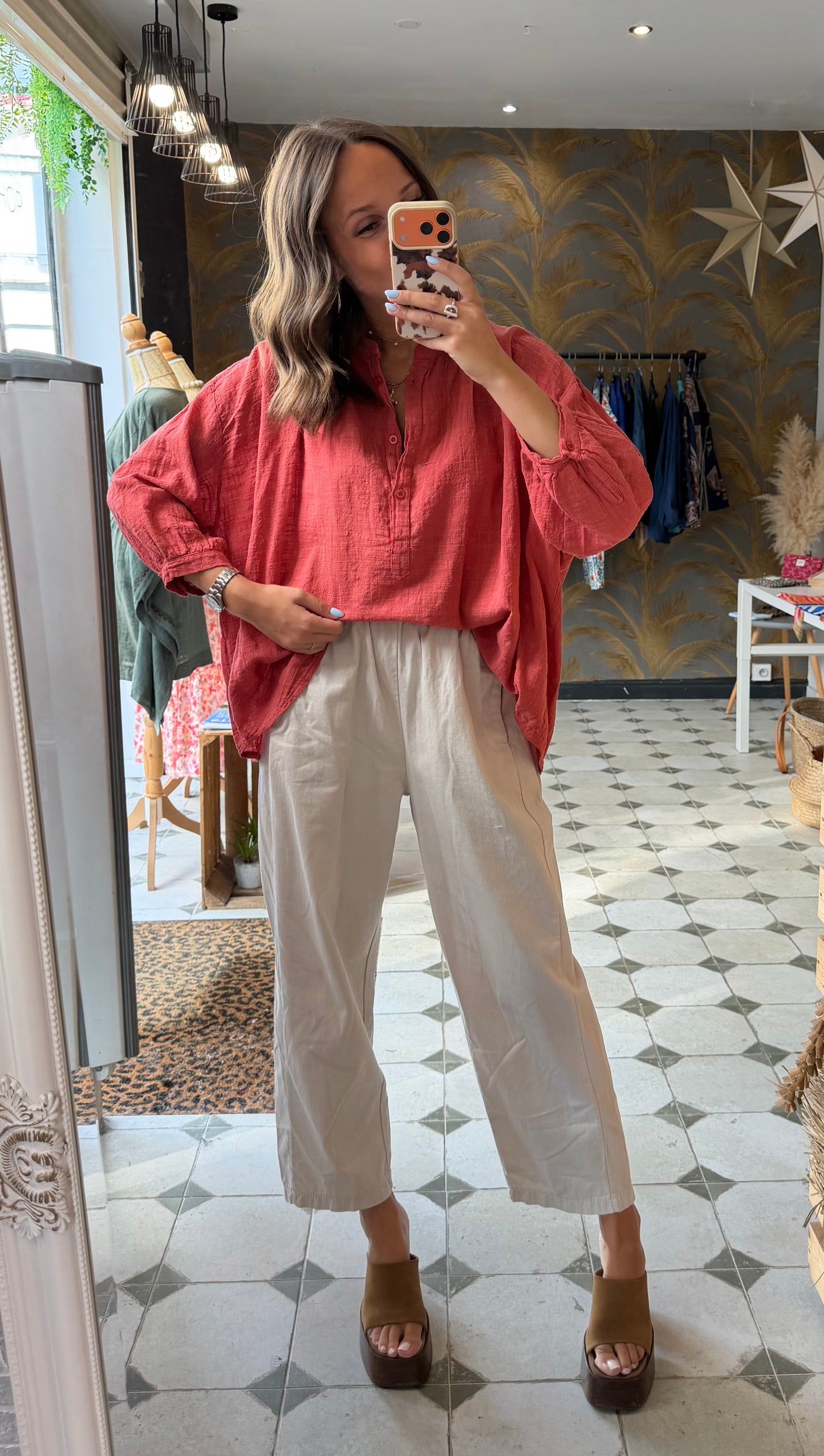 Chemise Ava en Garza Corail - Johanna Paris