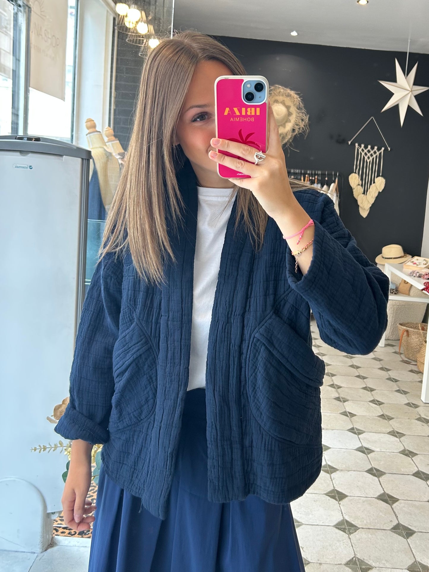 Veste matelassée bleu marine - Johanna Paris