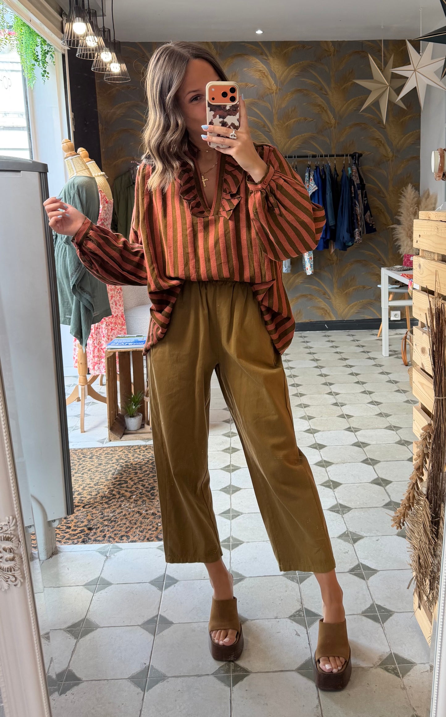 Blouse Aria rayé terracota  - Johanna Paris